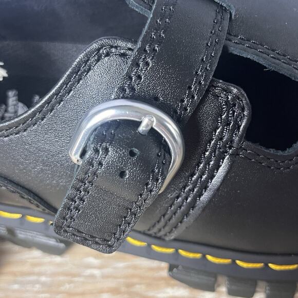 New Dr Doc Marten Audrick T Bar Shoes Womens 7 Black Leather Mary Jane Platform - Picture 11 of 16